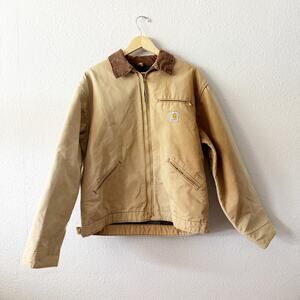 VTG Carhartt Detroit Jacket Mens 48 Tall J01 BRN Tan Blanket Lined Canvas Work